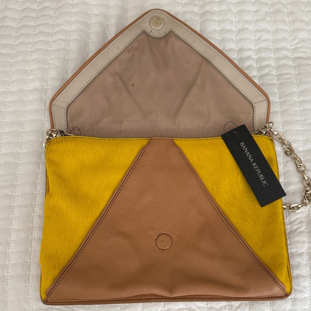 Banana Republic Tri-Tone Clutch in Cream, Yellow, and Tan - Picture 2 of 2